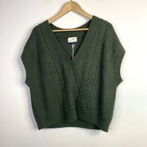 Universal Thread Green Cotton Blend Cable Knit Fisherman Sweater Vest XL New nwt
